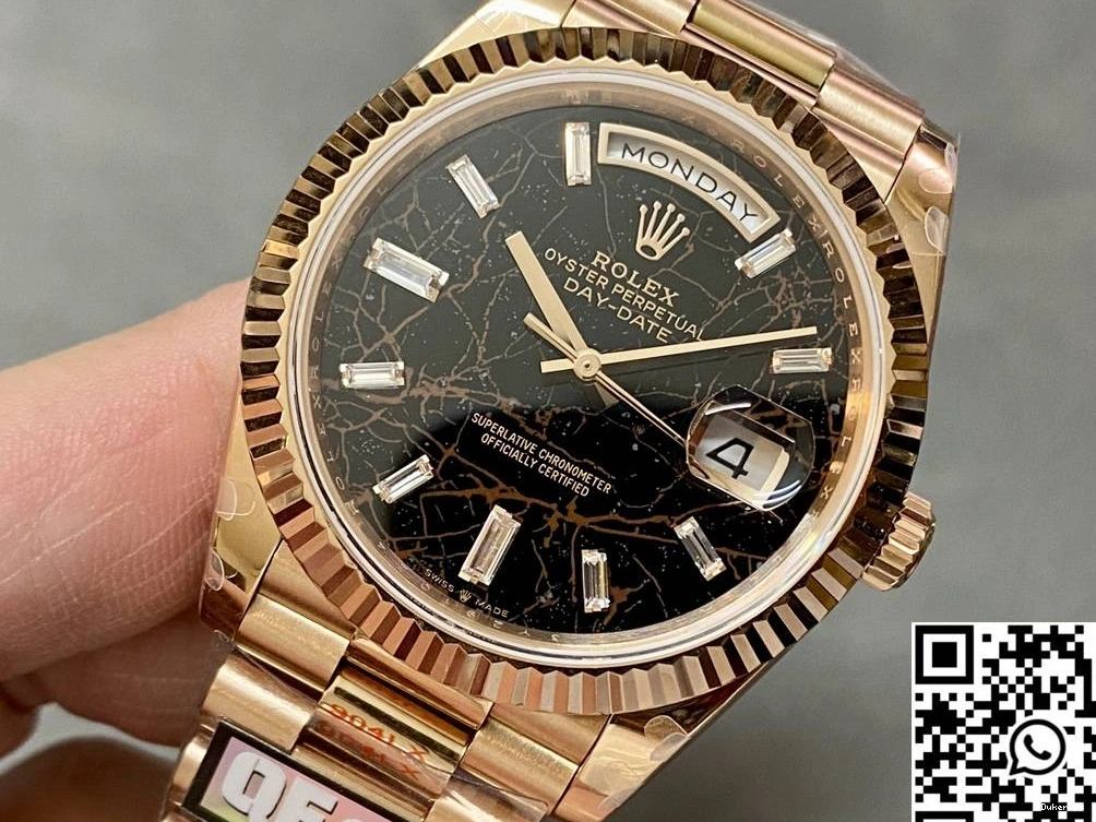 Dial Hourmarker Day Rose M228235-0045 Gold Factory v5 Date Diamond Steel Rolex Black Tungsten QF 0415